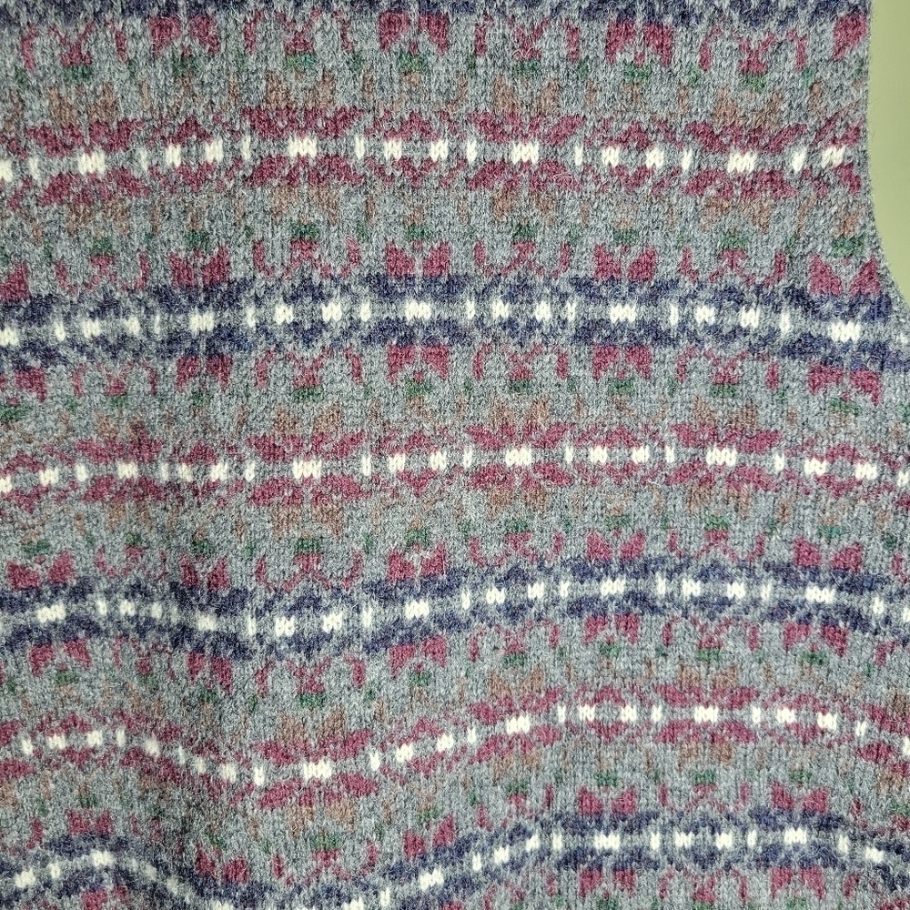 ❤️ 3 for $35 Simons wool multicolor floral grandpa cottagecore vest Cardigan med - Picture 5 of 7